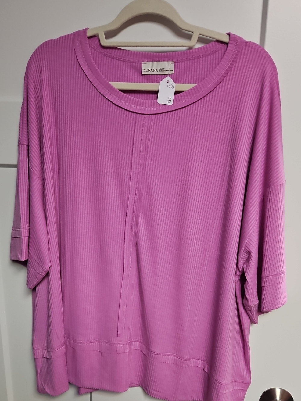 Zenana Lavish Ribbed Short Sleeve Top - Pink